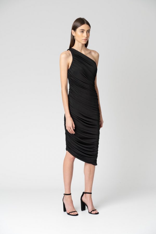 Asymmetrical Gathered One Shoulder Dress – Maniera